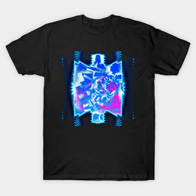 Abstract Neon Glitch - Geometric Pop Art Design T-Shirt by JDWFoto